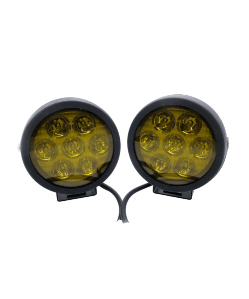 HJG ORIGINAL 70W DUAL COLOR YELLOW/WHITE LED FOG LIGHTS WITH YELLOW FILTER CAP FOR BIKES, CARS, JEEPS