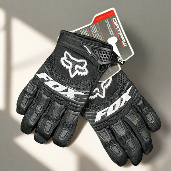 DIRTPAW Motocross Gloves F.O.X - Black and white V2
