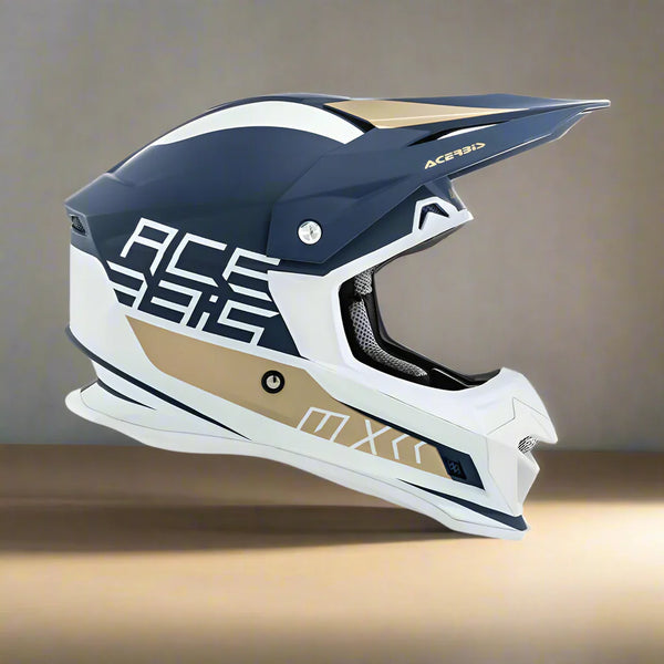 ACERBIS PROFILE 4 OFF-ROAD RIDING HELMET: ADJUSTABLE SUNPEAK | DUALFLOW VENTILATION | HYPOALLERGENIC LINING | ECE/ISI/DOT CERTIFIED - WHITE BLUE