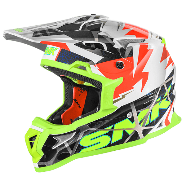 SMK ALLTERRA FULL FACE OFF‑ROAD HELMET FULMINE GLOSS YELLOW / WHITE / RED GL174