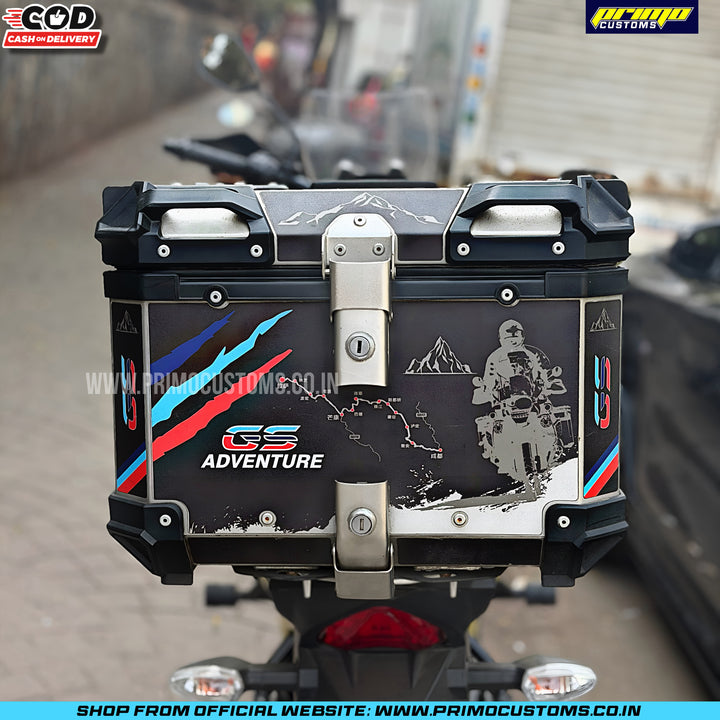 46 Liters Stainless Steel BMW GS Black Graphics Top Box – Primo Customs