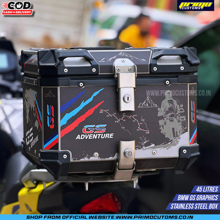Top Box Gs 46 Liters Stainless Steel BMW GS Black Graphics Top Box – Primo Customs