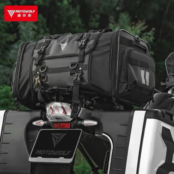 MOTOWOLF MDL0725 Expandable Motorcycle Rear Tail Seat Sling Bag 32L to 45L