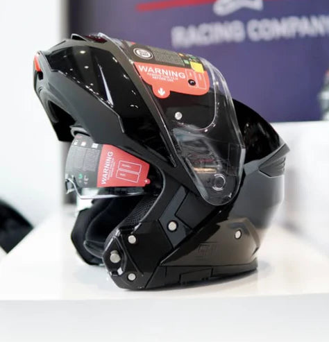 SMK Helmets - Gullwing Solid - Gloss black- Dual Visor Flip Up Helmet (GL200)