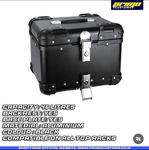 46L CURVED BLACK ALUMINIUMTOP BOX